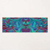 Groovy抽象芸術レトロアートin青と赤 ヨガマット (正面(横))