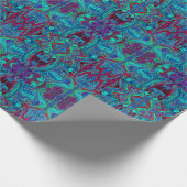 Groovy抽象芸術レトロアートin青と赤 ラッピングペーパー (角)