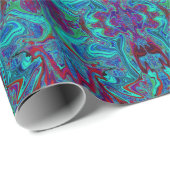 Groovy抽象芸術レトロアートin青と赤 ラッピングペーパー (ロールコーナー)