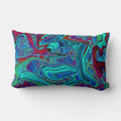 Groovy抽象芸術レトロアートin青と赤 ランバークッション (裏面)