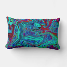 Groovy抽象芸術レトロアートin青と赤 ランバークッション