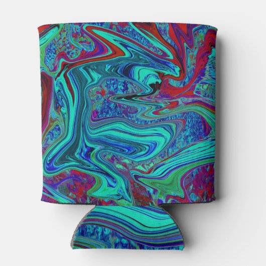 Groovy抽象芸術レトロアートin青と赤 缶クーラー (裏面)