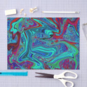 Groovy抽象芸術レトロアートin青と赤 薄葉紙 (クラフト)