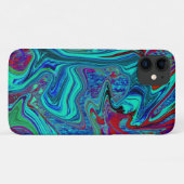 Groovy抽象芸術レトロアートin青と赤 Case-Mate iPhoneケース (裏面(横))