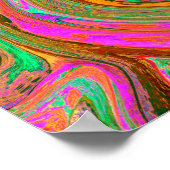 Groovy抽象芸術レトロオレンジとグリーンスワール ポスター (角)