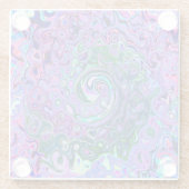 Groovy抽象芸術レトログリーンとパープルスワール ガラスコースター (裏面)