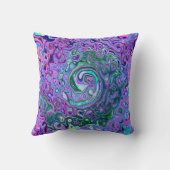 Groovy抽象芸術レトログリーンとパープルスワール クッション (裏面)
