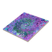 Groovy抽象芸術レトログリーンとパープルスワール タイル (側面)