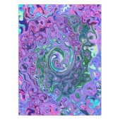 Groovy抽象芸術レトログリーンとパープルスワール テーブルクロス (正面)