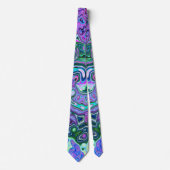 Groovy抽象芸術レトログリーンとパープルスワール ネクタイ (正面)