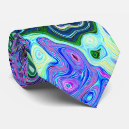 Groovy抽象芸術レトログリーンとパープルスワール ネクタイ