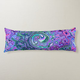 Groovy抽象芸術レトログリーンとパープルスワール ボディピロー