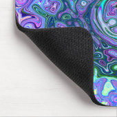 Groovy抽象芸術レトログリーンとパープルスワール マウスパッド (コーナー)