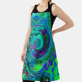 Groovy抽象芸術レトログリーンとブルースワール エプロン (インサイチュ)