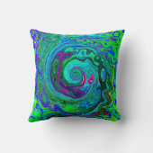 Groovy抽象芸術レトログリーンとブルースワール クッション (裏面)