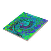 Groovy抽象芸術レトログリーンとブルースワール タイル (側面)