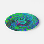 Groovy抽象芸術レトログリーンとブルースワール ペーパープレート (アングル)