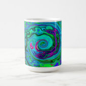 Groovy抽象芸術レトログリーンとブルースワール モーフィングマグカップ (中央)