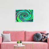 Groovy抽象芸術レトログリーンとマゼンタスワール キャンバスプリント (インサイチュ (リビング))