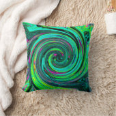 Groovy抽象芸術レトログリーンとマゼンタスワール クッション (ブランケット)