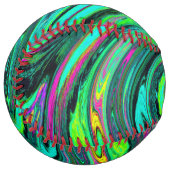 Groovy抽象芸術レトログリーンとマゼンタスワール ソフトボール (正面左)