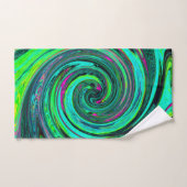 Groovy抽象芸術レトログリーンとマゼンタスワール バスタオルセット (ハンドタオル)