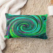 Groovy抽象芸術レトログリーンとマゼンタスワール ランバークッション (ブランケット)