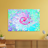 Groovy抽象芸術レトロピンクと緑の渦 キャンバスプリント (インサイチュ (リビング))