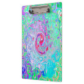 Groovy抽象芸術レトロピンクと緑の渦 クリップボード (左)