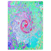 Groovy抽象芸術レトロピンクと緑の渦 クリップボード (裏面)