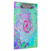 Groovy抽象芸術レトロピンクと緑の渦 クリップボード (右)