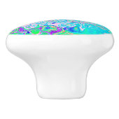 Groovy抽象芸術レトロピンクと緑の渦 セラミックノブ (側面)