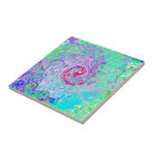 Groovy抽象芸術レトロピンクと緑の渦 タイル (側面)