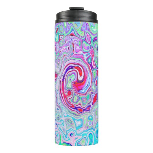 Groovy抽象芸術レトロピンクと緑の渦 タンブラー (正面)