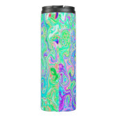 Groovy抽象芸術レトロピンクと緑の渦 タンブラー (裏面)