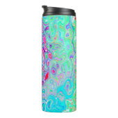 Groovy抽象芸術レトロピンクと緑の渦 タンブラー (回転右)