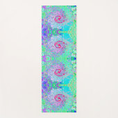 Groovy抽象芸術レトロピンクと緑の渦 ヨガマット (正面)