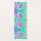 Groovy抽象芸術レトロピンクと緑の渦 ヨガマット (裏面)