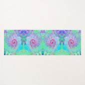 Groovy抽象芸術レトロピンクと緑の渦 ヨガマット (正面(横))