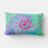 Groovy抽象芸術レトロピンクと緑の渦 ランバークッション (裏面)