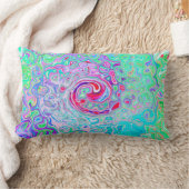 Groovy抽象芸術レトロピンクと緑の渦 ランバークッション (ブランケット)