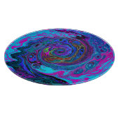 Groovy抽象芸術レトロブルーとパープルスワール カッティングボード (角)
