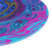 Groovy抽象芸術レトロブルーとパープルスワール カッティングボード (角)