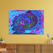 Groovy抽象芸術レトロブルーとパープルスワール キャンバスプリント (インサイチュ (リビング))