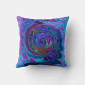 Groovy抽象芸術レトロブルーとパープルスワール クッション (裏面)