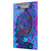 Groovy抽象芸術レトロブルーとパープルスワール クリップボード (左)