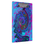 Groovy抽象芸術レトロブルーとパープルスワール クリップボード (右)