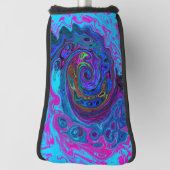 Groovy抽象芸術レトロブルーとパープルスワール ゴルフヘッドカバー (回転90)