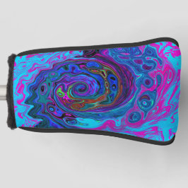 Groovy抽象芸術レトロブルーとパープルスワール ゴルフヘッドカバー