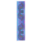 Groovy抽象芸術レトロブルーとパープルスワール ショートテーブルランナー (正面)